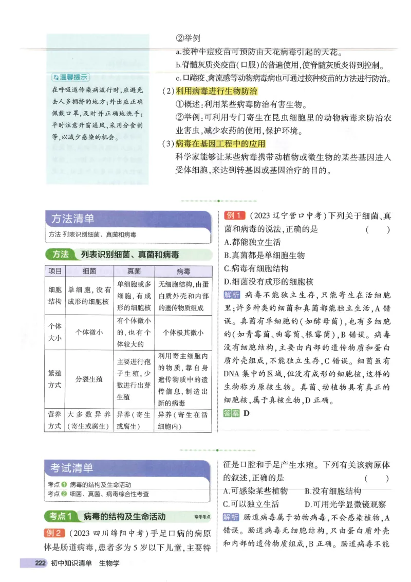 2025版《53初中知识清单》-生物_初中全科《53初中知识清单》2025版