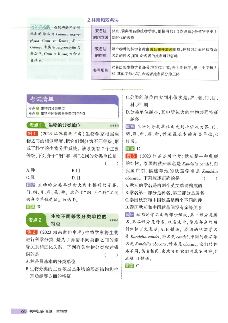 2025版《53初中知识清单》-生物_初中全科《53初中知识清单》2025版