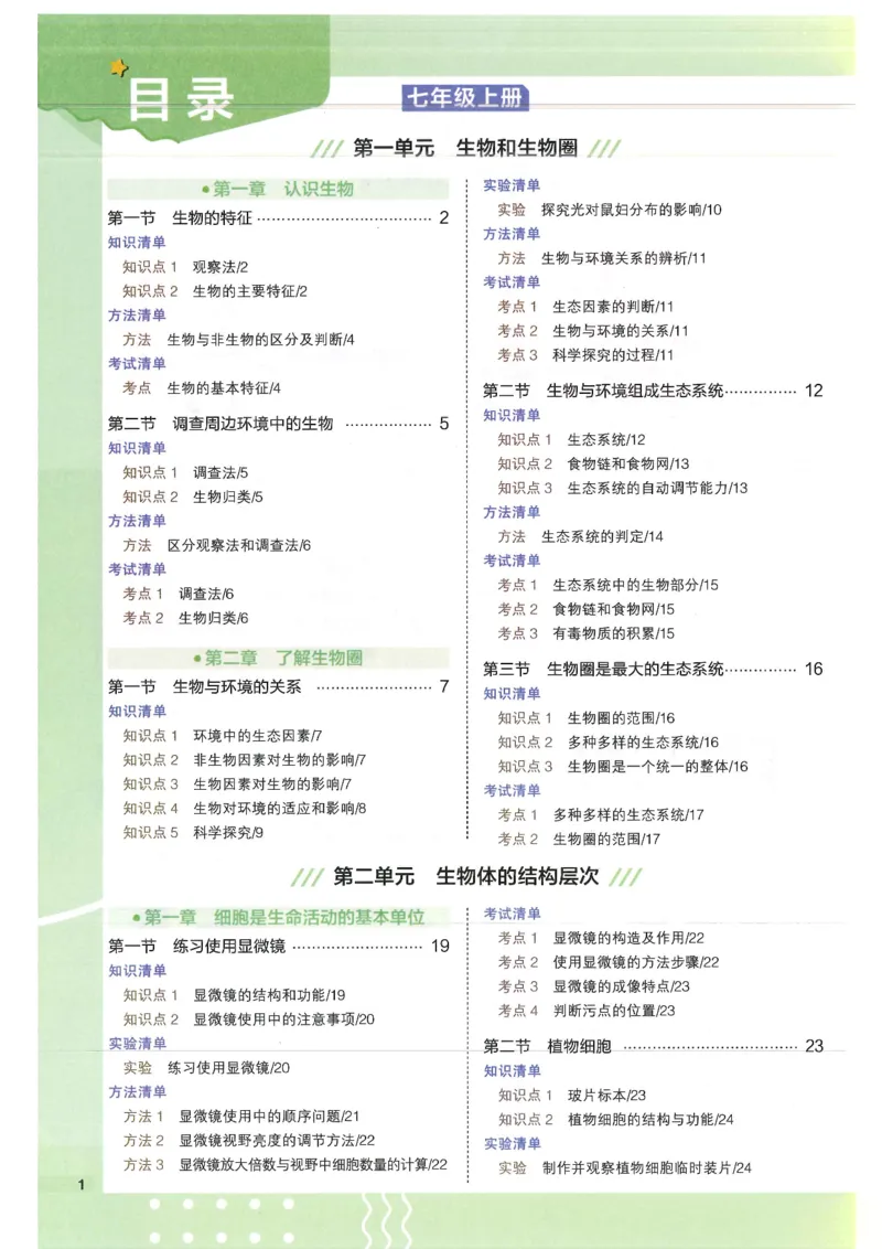 2025版《53初中知识清单》-生物_初中全科《53初中知识清单》2025版