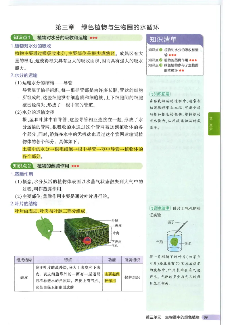 2025版《53初中知识清单》-生物_初中全科《53初中知识清单》2025版