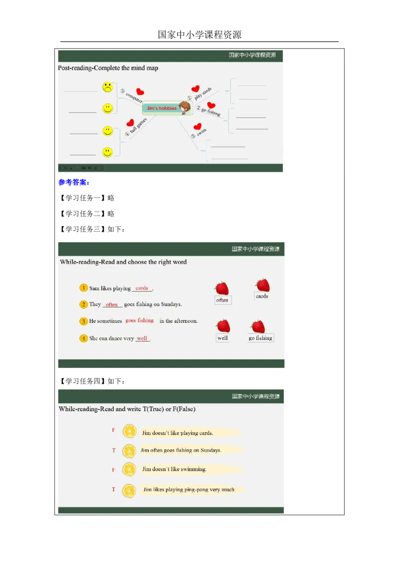 12Lesson4DoesJimlikeswimming？(3)_国家课_学习任务单_26春四年级上下册人教版_四上英语合集人教版PEP英语四年级上册新教材（教学视频+课件+动画+音频+练习+教案）_17练习资料