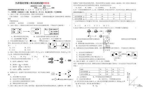 第5单元《化学方程式》测试题及答案1_初中化学_01.人教版初中化学_01.初中化学课件PPT--教案--试题_初中化学&mdash;课件&mdash;教案&mdash;试题-推荐_9年级上课件教案试题_9年级上试题_第5单元
