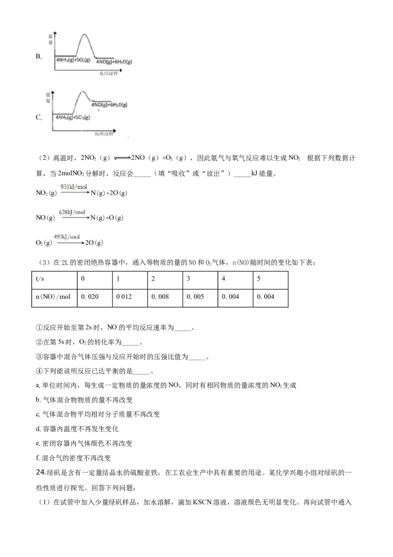 精品解析：北京五中2019-2020学年度高一第二学期第一次阶段性考试试卷化学试题（原卷版）_高化_2025春-人教版高中化学_02新版高中化学必修二_5.试卷习题_期中期末真题
