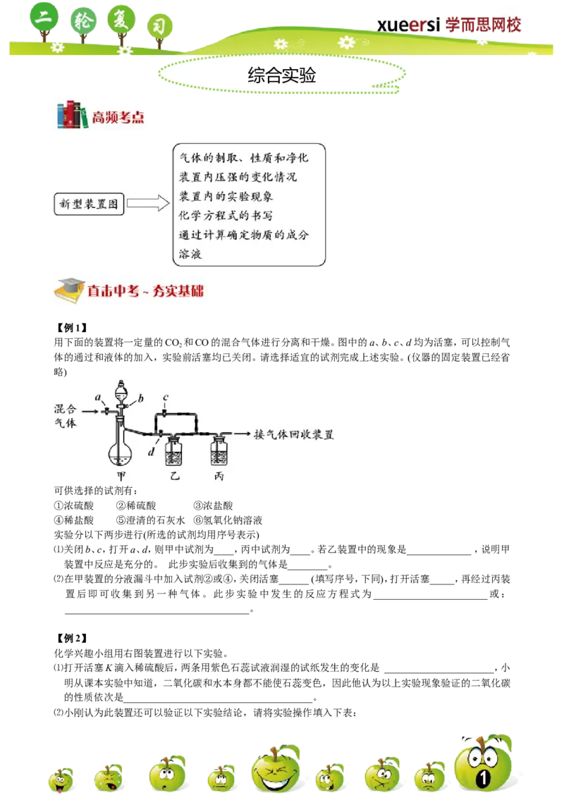 第11讲_初中化学_01.人教版初中化学_03.初中化学专项视频_[7975]2013年初三化学中考总复习15讲_第11讲综合实验