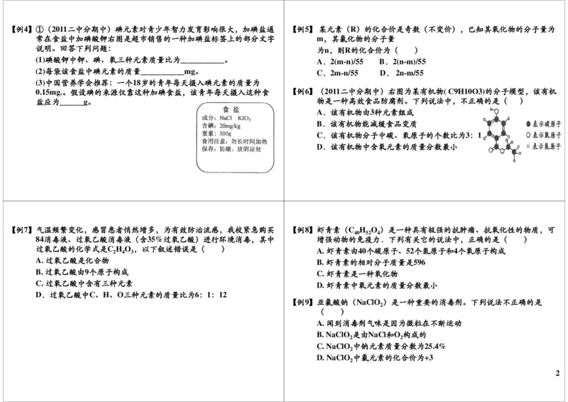 有关化学式的计算_初中化学_01.人教版初中化学_03.初中化学专项视频_[9999]2013学年秋季初三化学满分冲刺班15讲陈潭飞_第7讲有关化学式的计算