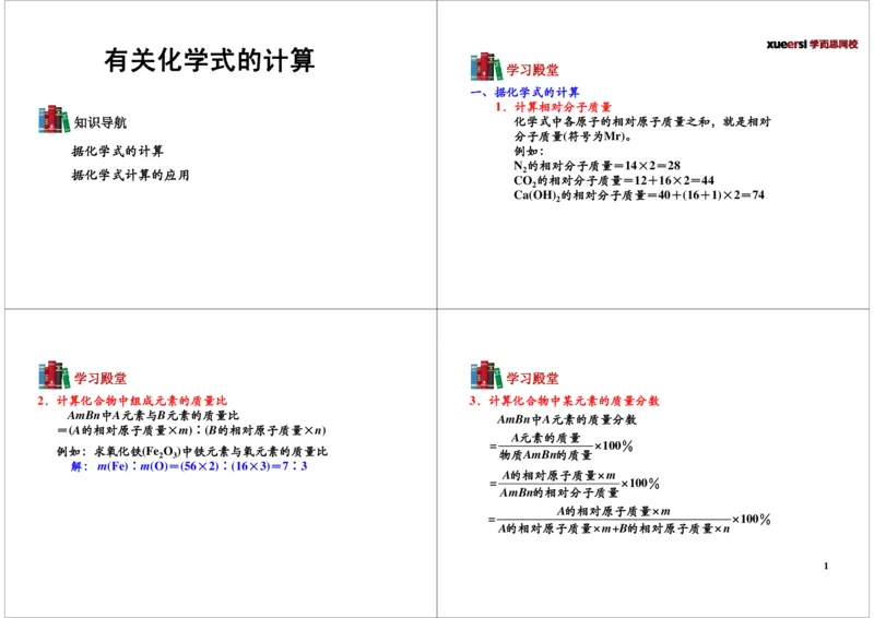 有关化学式的计算-讲义_初中化学_01.人教版初中化学_02.初中化学教学视频_2.初中化学--教学视频--带讲义_初三化学年卡55讲_[9998]初三上学期化学拓展提高（秋季）15江成