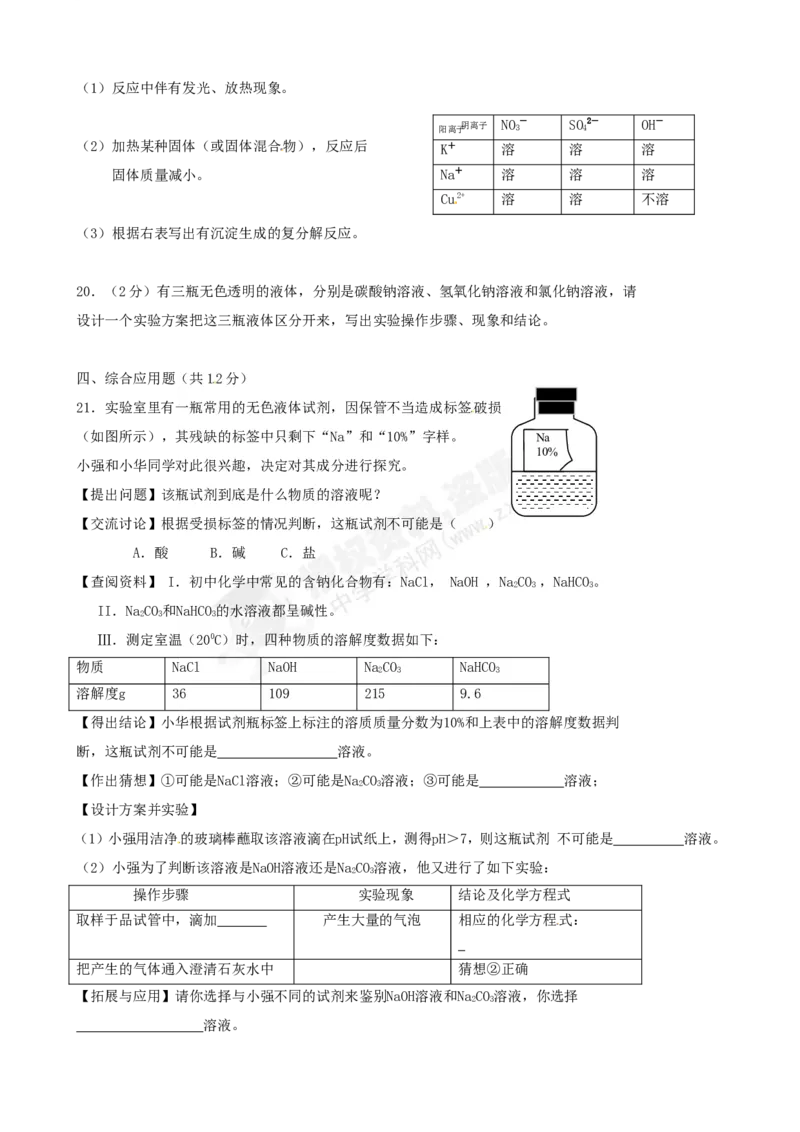 （人教版）九年级下册：第11单元综合技能过关训练_初中化学_01.人教版初中化学_01.初中化学课件PPT--教案--试题_初中化学18年试卷_人教版九年级化学下册2018