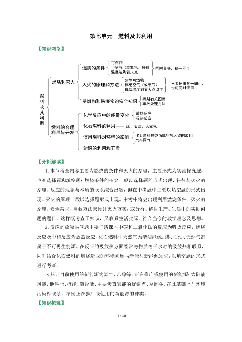 狙击中考之化学总复习：第七单元燃料及其利用_初中化学_01.人教版初中化学_07.初中化学中考总复习_狙击中考之化学总复习