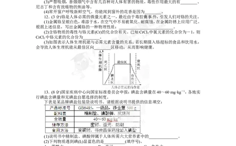 （人教版）九年级下册：第12单元化学与生活单元检测_初中化学_01.人教版初中化学_01.初中化学课件PPT--教案--试题_初中化学18年试卷_人教版九年级化学下册2018