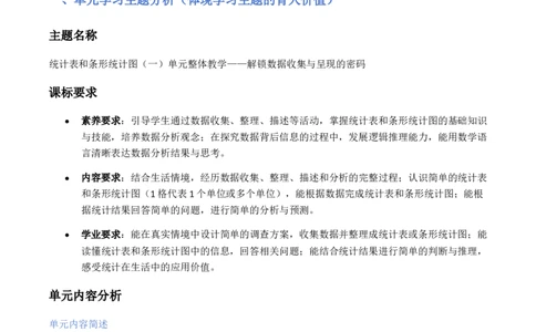 第4单元统计表和条形统计图(一)（大单元整体教学设计）数学苏教版三年级数学下册（新教材）_A151三年级下册数学（苏教版）_2026春新版_第二套_04大单元教学设计