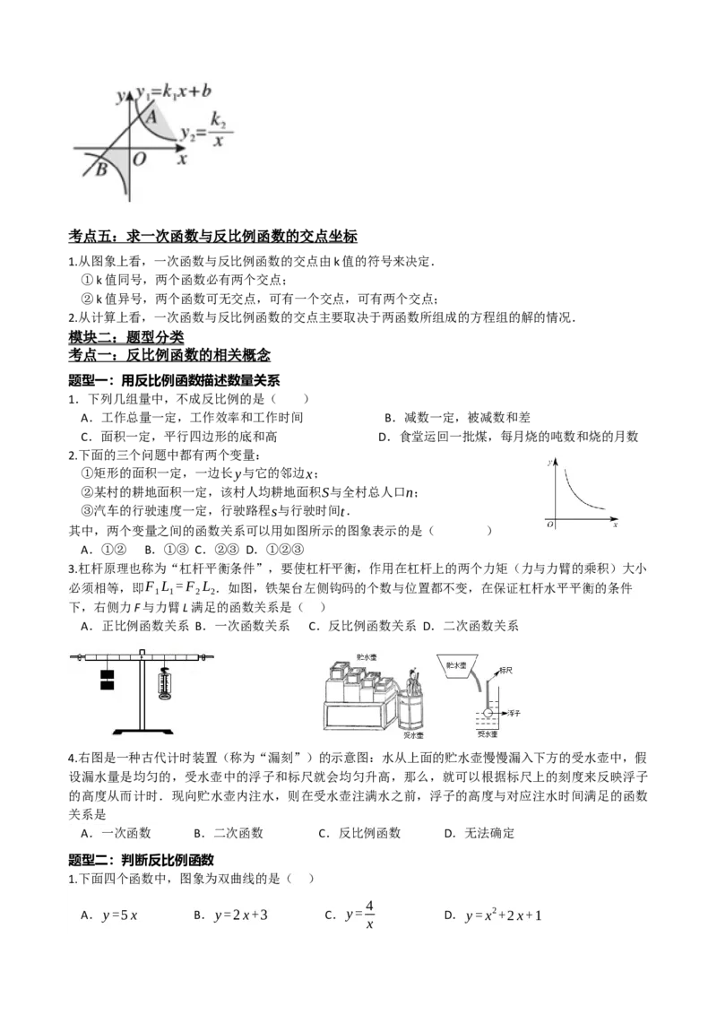 专题12反比例函数（原卷版）_中考数学一轮复习word_原卷版