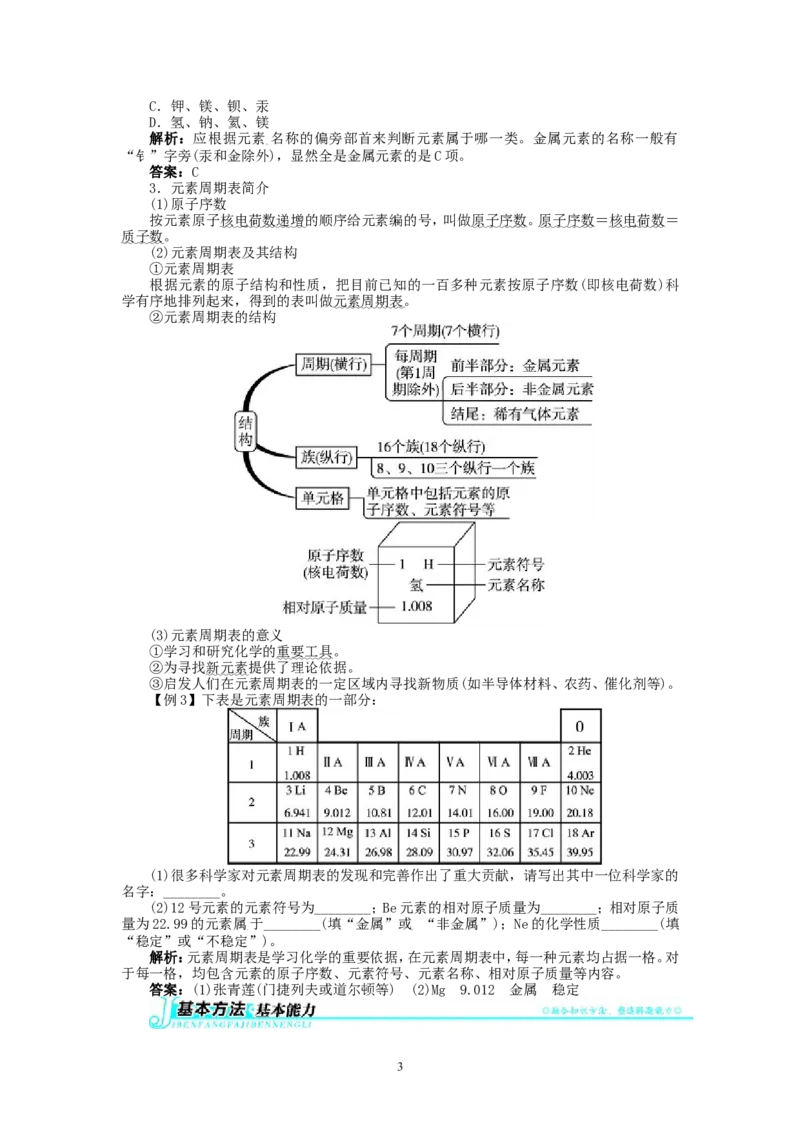 新人教版九年级化学上册例题精讲：第3单元课题3元素_初中化学_01.人教版初中化学_01.初中化学课件PPT--教案--试题_初中化学全套_化学教案