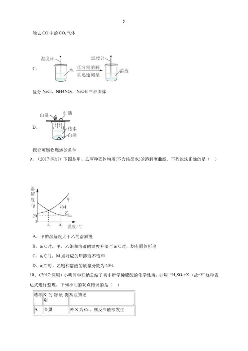 广东省深圳市2017年中考化学试题（word版，含解析）_初中化学_01.人教版初中化学_01.初中化学课件PPT--教案--试题_初中化学18年试卷_人教版九年级化学下册2018