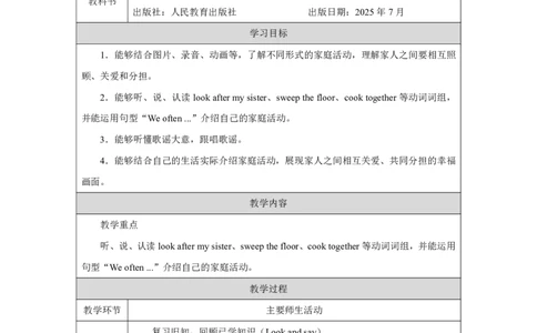 1Unit1Helpingathome_Unit1Helpingathome（第五课时）_教学设计5_26春四年级上下册人教版_四上英语合集人教版PEP英语四年级上册新教材（教学视频+课件+动画+音频+练习+教案）_人教pep3