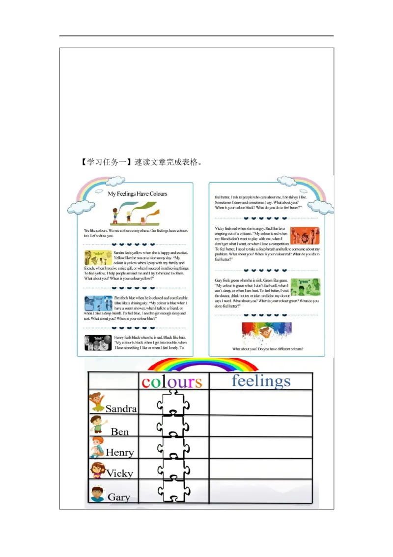 1106六年级英语(人教版)+Unit+4+Feelings+(第五课时)-3任务单_26春四年级上下册人教版_四上英语合集人教版PEP英语四年级上册新教材（教学视频+课件+动画+音频+练习+教案）_17练习资料
