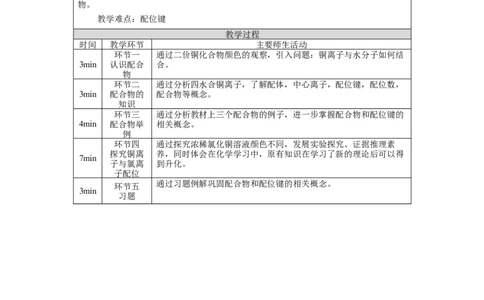 配合物与超分子（第一课时）-教学设计_高化_2025春-人教版高中化学_04新版高中化学选择性必修2_02教案_3.4配合物与超分子教学设计（2课时）
