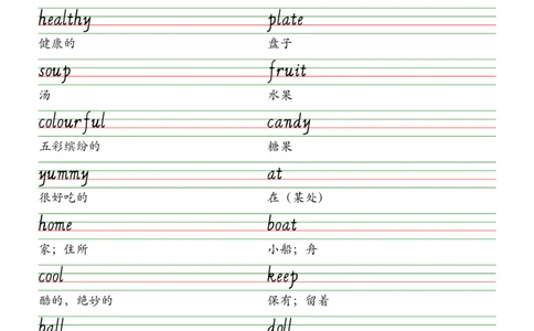 2025春新版三下人教pep版单词意大利斜体字帖-Unit1-6_26春四年级上下册人教版_四上英语合集人教版PEP英语四年级上册新教材（教学视频+课件+动画+音频+练习+教案）_17练习资料