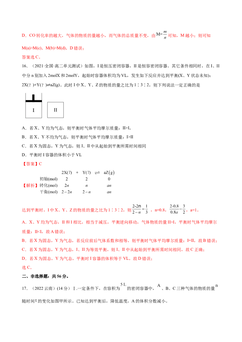 第二章章末测试（提升）-（人教版2019选择性必修1）（解析版）_高化_595801221724高中化学新人教版选择性必修一二三电子版教案PPT课件高中试卷_选择性必修1册（人教版）_专项练习