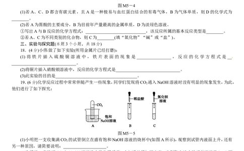 模拟试题（五）_初中化学_01.人教版初中化学_07.初中化学中考总复习_2017-2018人教版初中化学专题复习题型突破_2017-2018人教版初中化学专题复习模拟试卷5套（有答案）（5份打包）