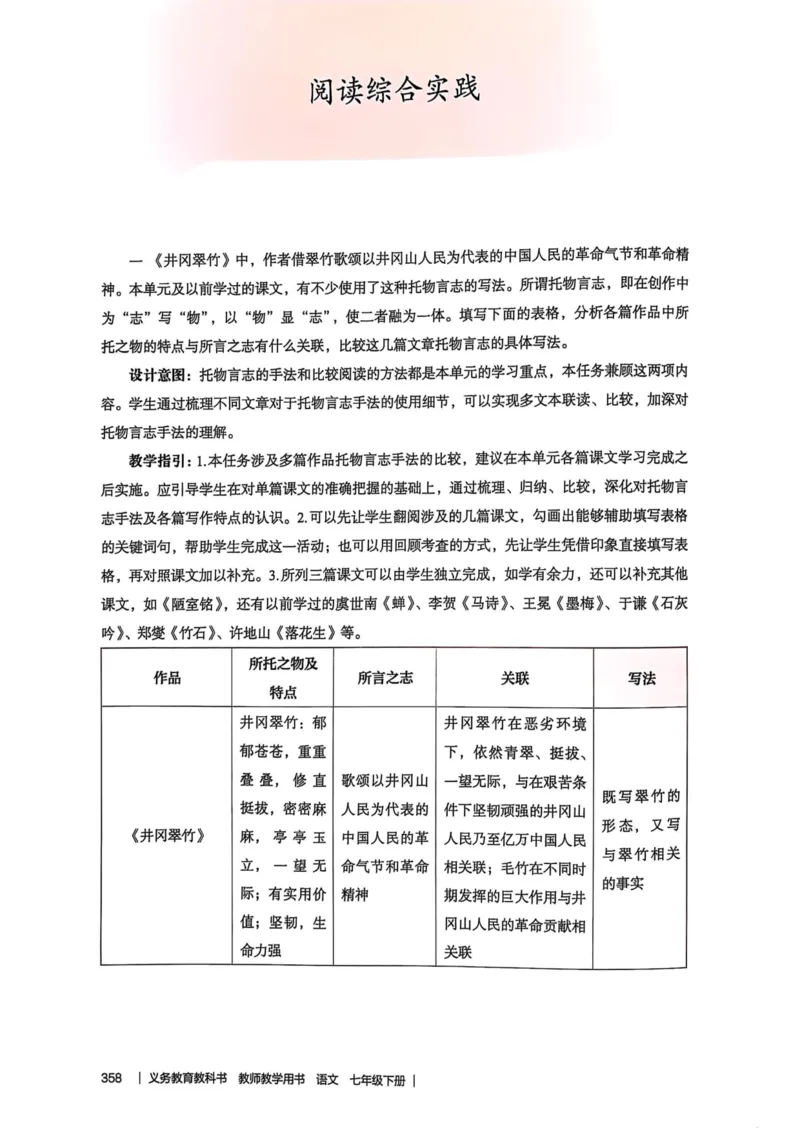 新人教版语文七年级下册教师用书_新人教版七下语文学习资料包_5.教师用书