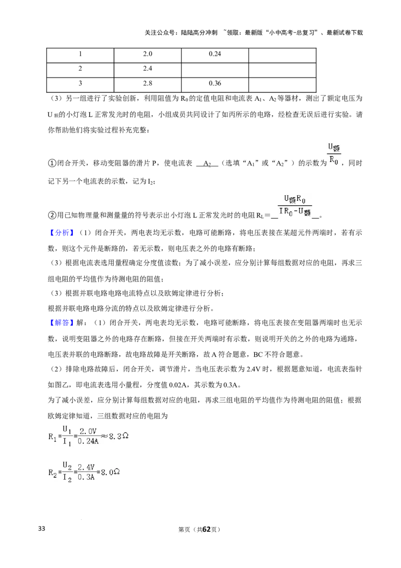 2025年中考物理复习难题速递之测电阻_02中考总复习（2026版更新中）_04-物理-中考总复习_2025年中考复习资料_2025年中考物理复习难题速递