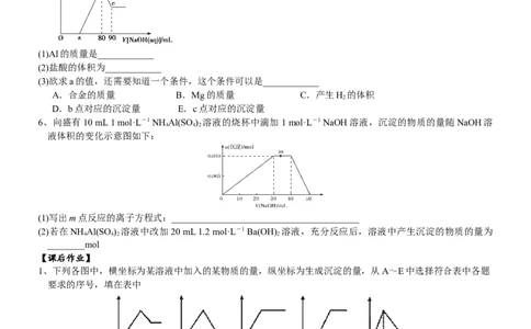 课时3.8&ldquo;铝三角&rdquo;的图像分析及计算-2020-2021学年高一化学必修第一册精品讲义（新教材人教版）_高化_2025春-人教版高中化学_01新版高中化学必修一_5.精品讲义