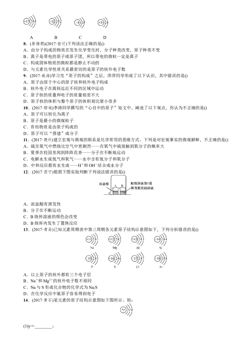 第9讲构成物质的微粒元素_初中化学_01.人教版初中化学_07.初中化学中考总复习_2018年中考化学一轮复习（课件+测试）