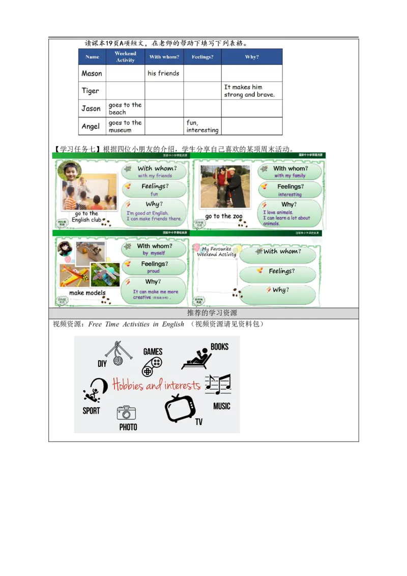 0923四年级英语(人教版)Unit+2+On+the+Weekend(第四课时)-3任务单_26春四年级上下册人教版_四上英语合集人教版PEP英语四年级上册新教材（教学视频+课件+动画+音频+练习+教案）