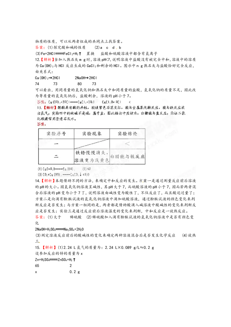 （人教版）九年级下册：第10单元常见的酸和碱检测&bull;知能升级_初中化学_01.人教版初中化学_01.初中化学课件PPT--教案--试题_初中化学18年试卷_人教版九年级化学下册2018
