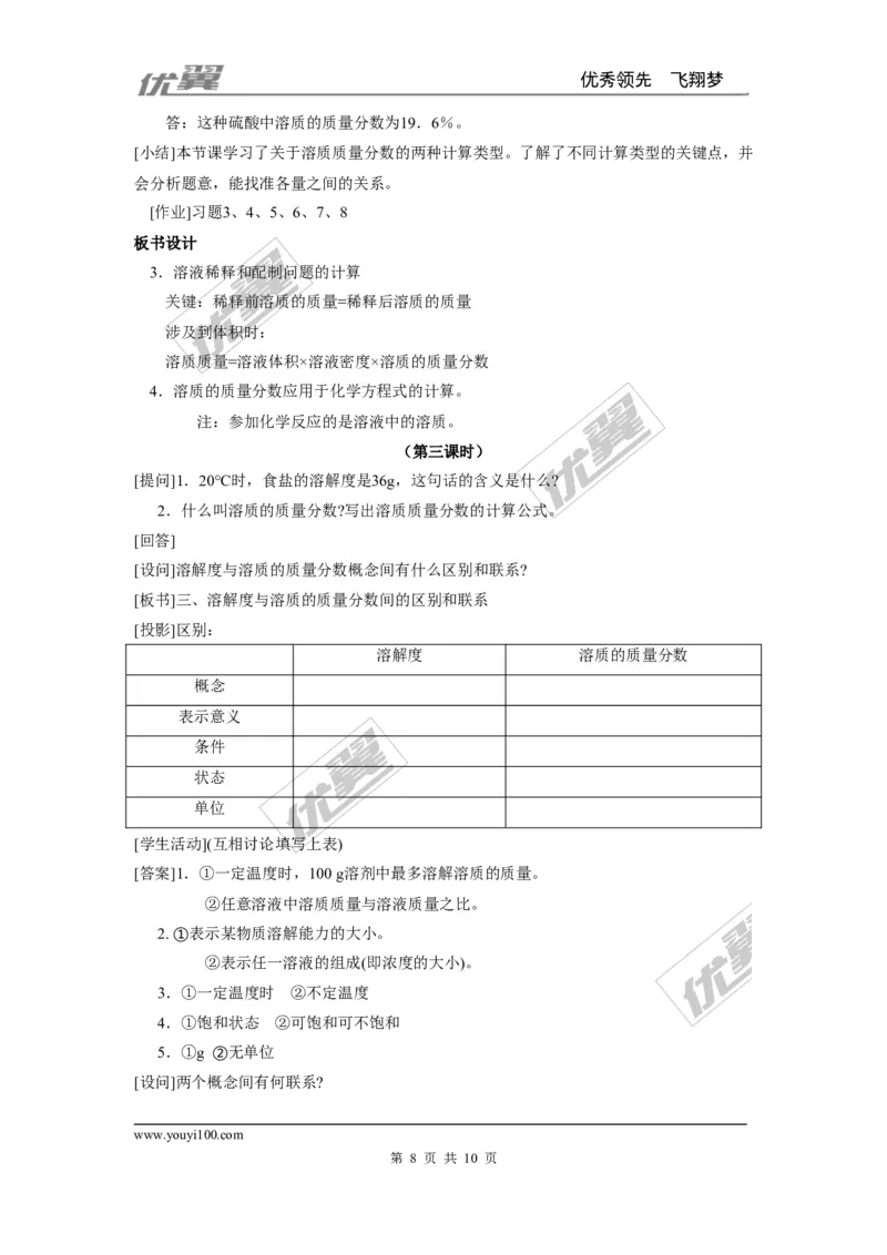 课题3溶液的浓度_初中化学_01.人教版初中化学_01.初中化学课件PPT--教案--试题_初中化学全套(课件--教案--配套)_18年初中化学9年级下_18春九化下(RJ)--2.精品教案_2.第九单元溶液