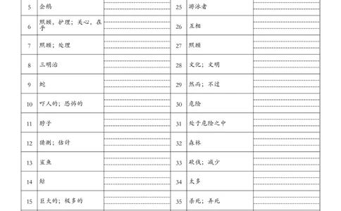 七年级下册英语单词默写表（中译英）_单词默写表人教7下（新版）