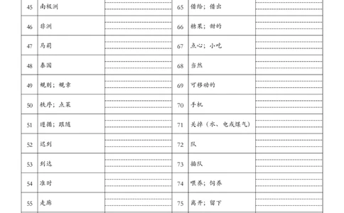 七年级下册英语单词默写表（中译英）_单词默写表人教7下（新版）