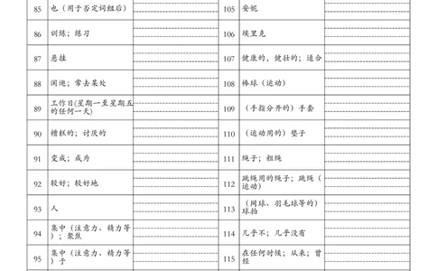 七年级下册英语单词默写表（中译英）_单词默写表人教7下（新版）