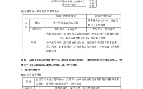 2024年高考政治一轮复习（部编版）必修4　第19课　课时1　世界的物质性与规律的客观性_8.2025政治总复习_2024年新高考资料_1.2024一轮复习_2024年高考政治一轮复习讲义（部编版）