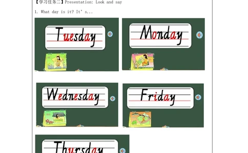 20Unit7It'sTuesday.PartA_国家课_学习任务单_26春四年级上下册人教版_四上英语合集人教版PEP英语四年级上册新教材（教学视频+课件+动画+音频+练习+教案）_17练习资料_《小学英语》