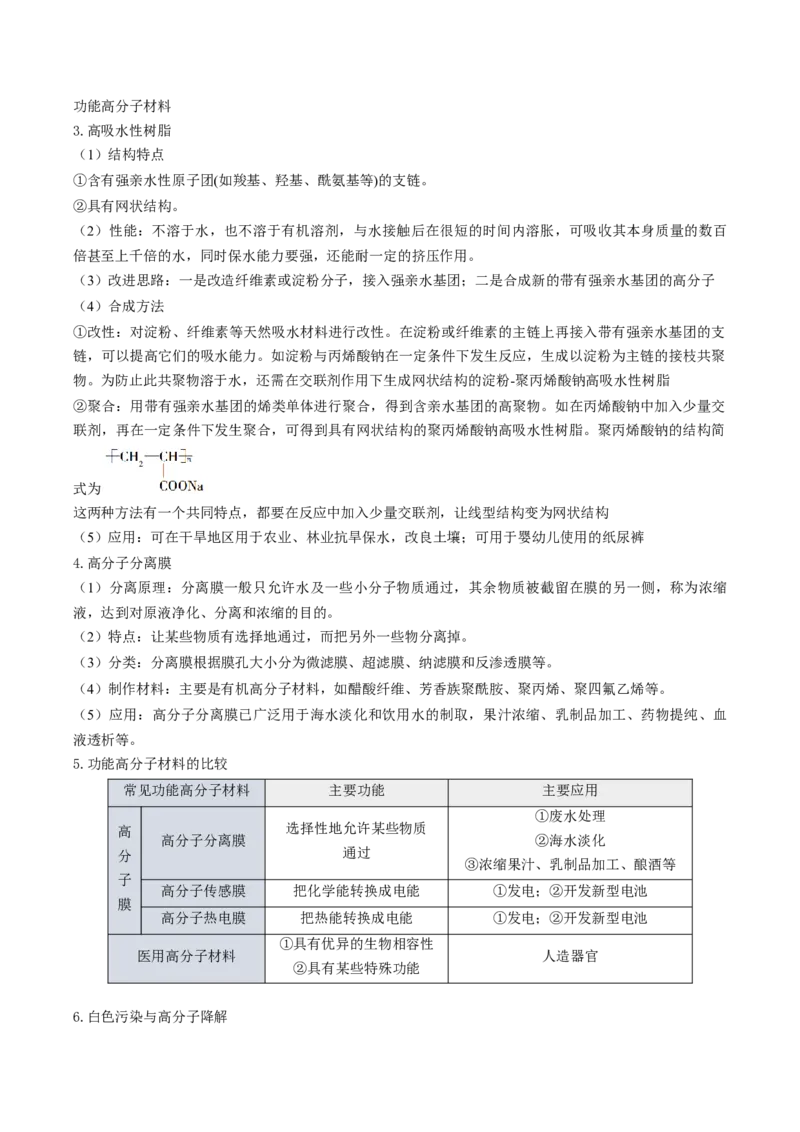 第五章合成高分子（单元知识清单）-（人教版2020选择性必修3）_高化_595801221724高中化学新人教版选择性必修一二三电子版教案PPT课件高中试卷_选择性必修3册（人教版）_知识清单
