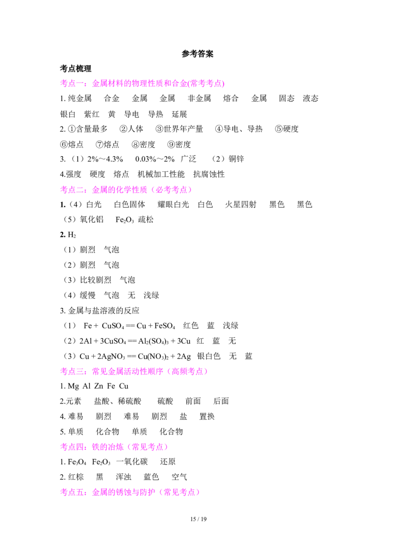 狙击中考之化学总复习：第八单元金属和金属材料_初中化学_01.人教版初中化学_07.初中化学中考总复习_狙击中考之化学总复习