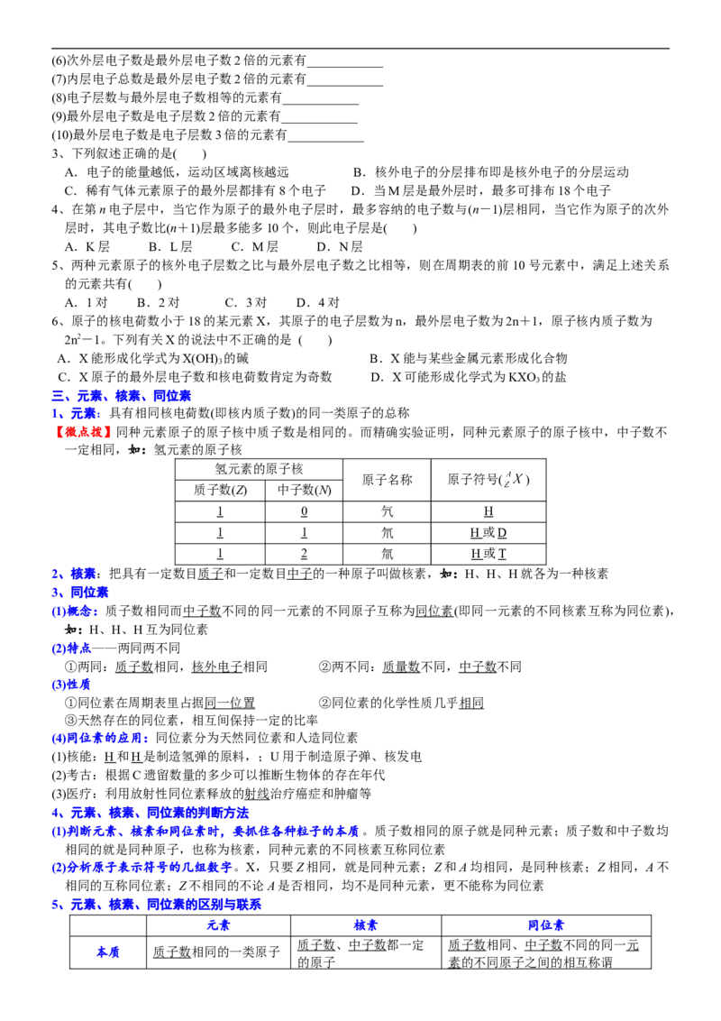 课时4.1原子结构及核素-2020-2021学年高一化学必修第一册精品讲义（新教材人教版）_高化_2025春-人教版高中化学_01新版高中化学必修一_5.精品讲义