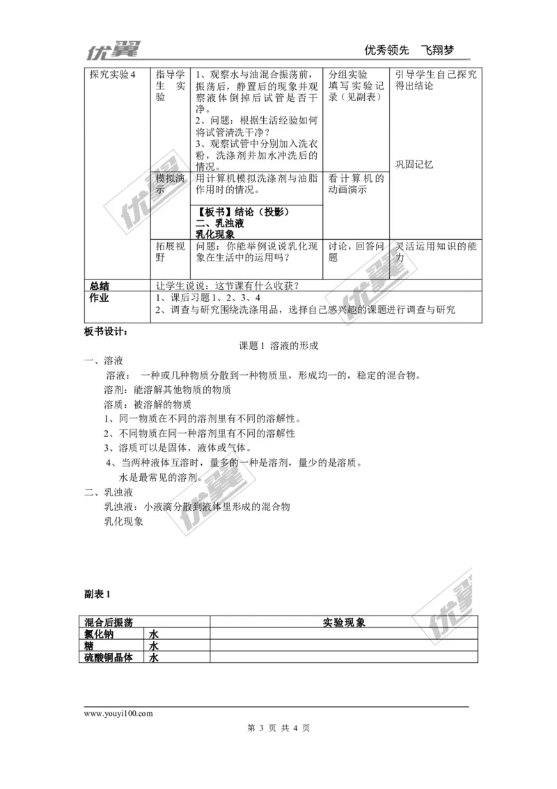 课题1溶液的形成_初中化学_01.人教版初中化学_01.初中化学课件PPT--教案--试题_初中化学全套(课件--教案--配套)_18年初中化学9年级下_18春九化下(RJ)--2.精品教案_2.第九单元溶液