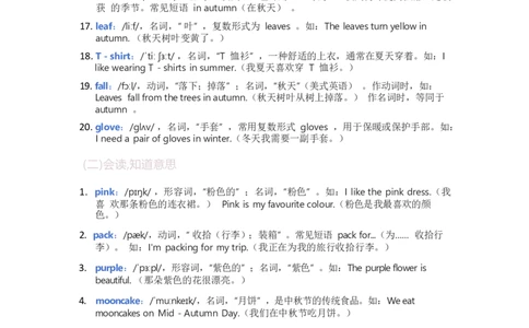 2025秋人教版英语四上Unit6重点知识汇总_26春四年级上下册人教版_四上英语合集人教版PEP英语四年级上册新教材（教学视频+课件+动画+音频+练习+教案）_12单元重点知识（word）