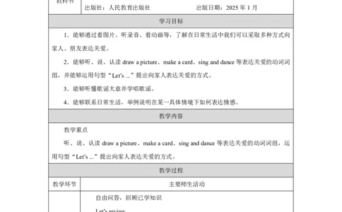 4Unit2PartBHowdoweexpressourfeelings_Unit2Expressingyourself（第五课时）_教学设计2_26春四年级上下册人教版_19同步教案课件_人教pep3_小学英语PEP单独教案（3-6年级上下册）_3-6下册_Unit2