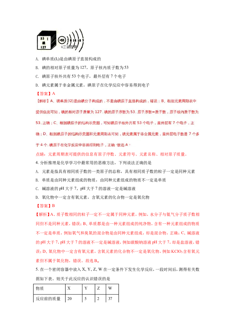 湖北随州市2018年中考化学试题（word版含解析）_初中化学_01.人教版初中化学_06.初中化学中考真题