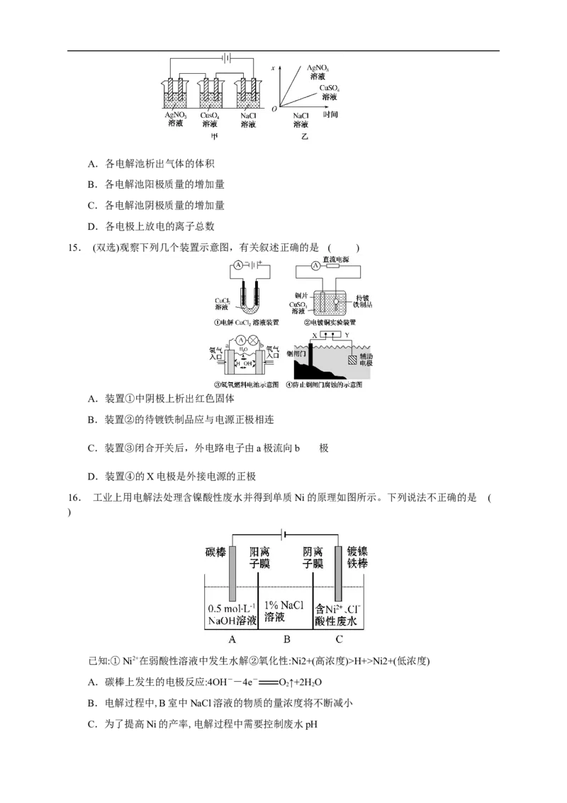 第四章检测（原卷版）_高化_2025春-人教版高中化学_03新版高中化学选择性必修1_04习题试卷_同步练习+单元测试1配套A_第四章总结与检测
