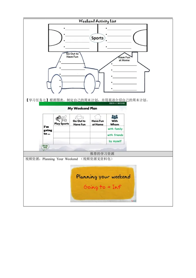 0930四年级英语(人教版)Unit+2+On+the+Weekend+(第六课时)-3任务单_26春四年级上下册人教版_四上英语合集人教版PEP英语四年级上册新教材（教学视频+课件+动画+音频+练习+教案）
