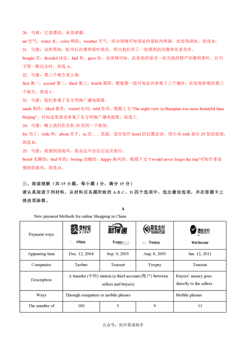 八年级英语期中模拟卷（全解全析）（南京专用）_2026沪教牛津版英语_八年级英语期中模拟卷（南京专用，牛津译林版八上Units1~4）-：2024-2025学年初中上学期期中模拟考试