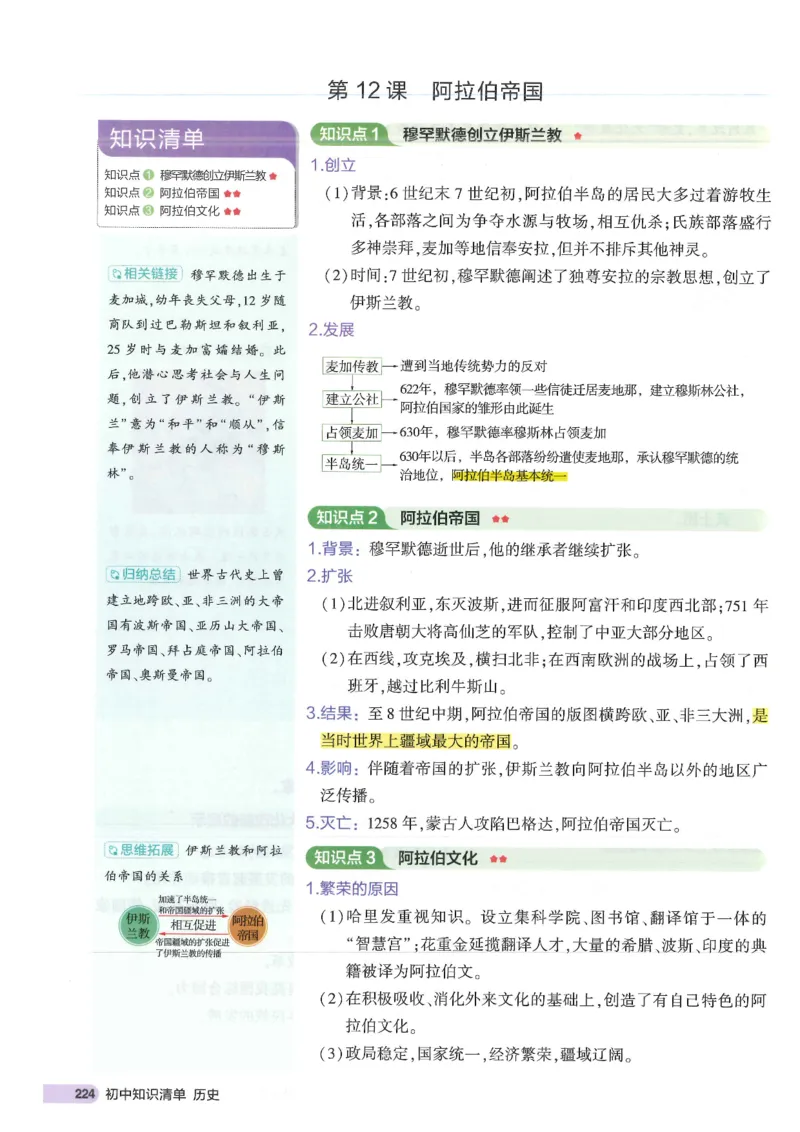 2025版《53初中知识清单》-历史_初中全科《53初中知识清单》2025版