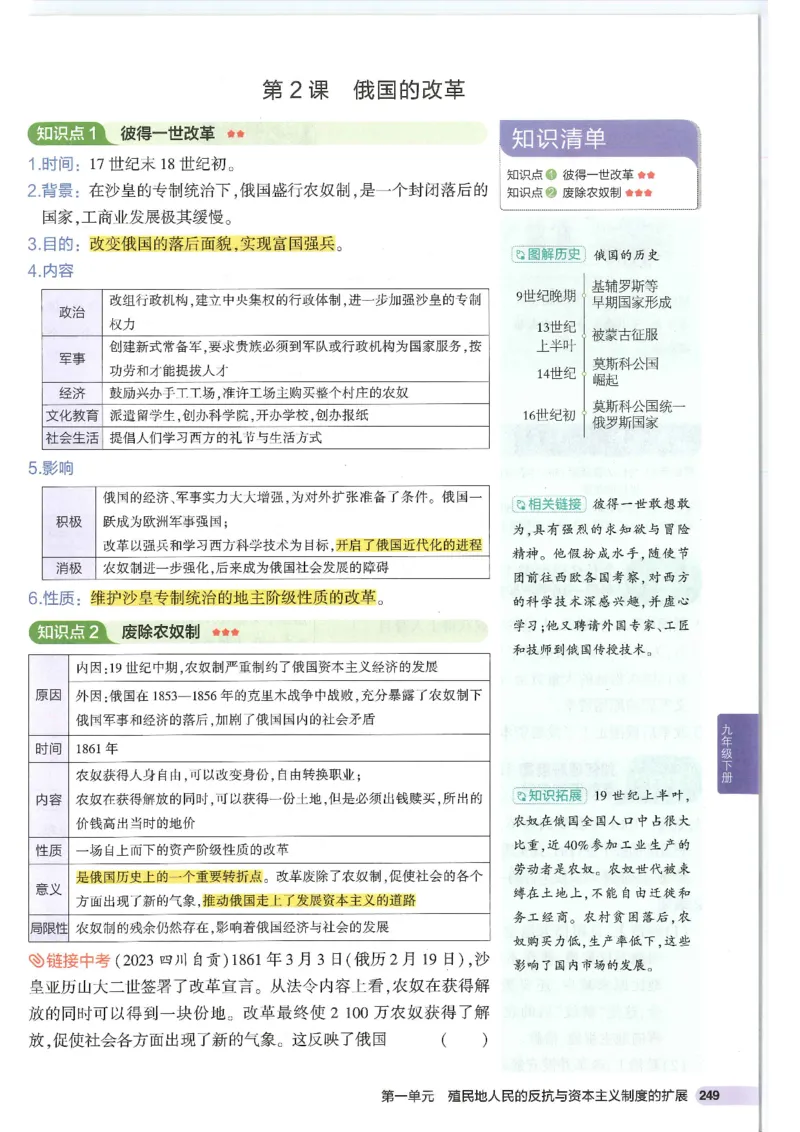 2025版《53初中知识清单》-历史_初中全科《53初中知识清单》2025版