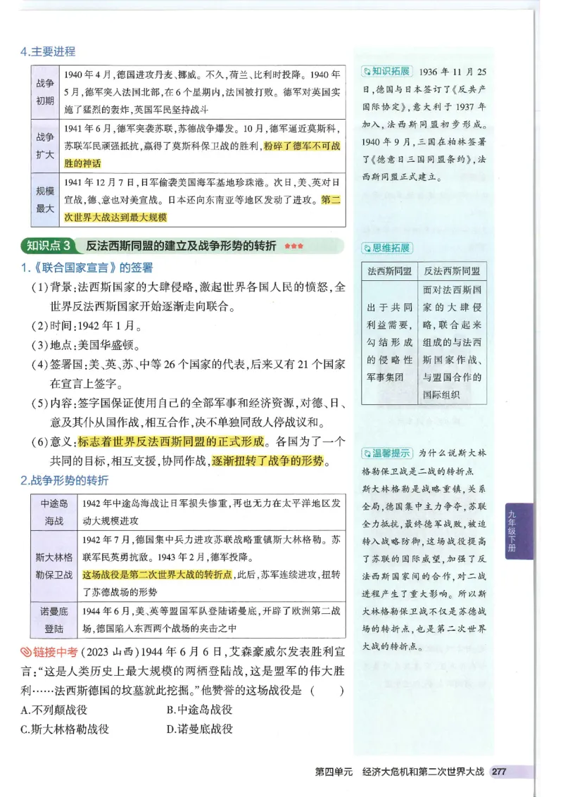 2025版《53初中知识清单》-历史_初中全科《53初中知识清单》2025版