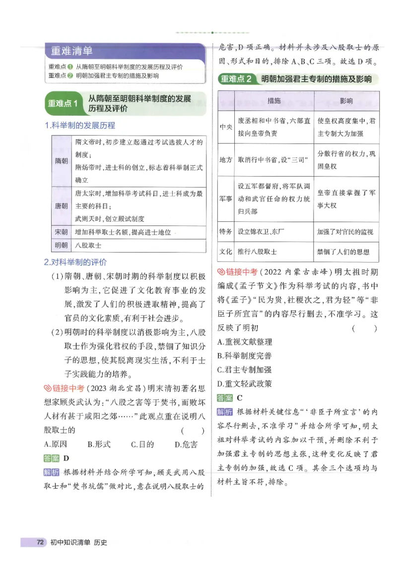 2025版《53初中知识清单》-历史_初中全科《53初中知识清单》2025版