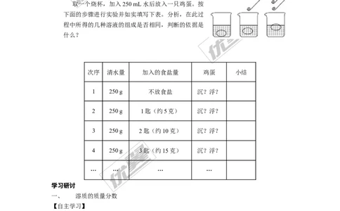 课题3溶液的浓度_初中化学_01.人教版初中化学_01.初中化学课件PPT--教案--试题_初中化学全套(课件--教案--配套)_18年初中化学9年级下_18春九化下(RJ)--3.精品学案_2.第九单元溶液